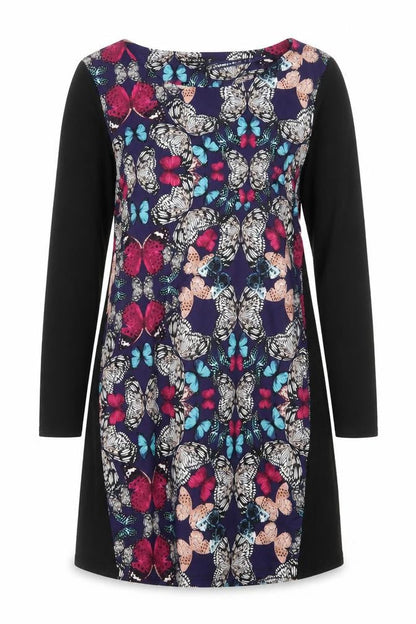 Dunnes Womens Black Geometric  T-Shirt Dress  Size 14