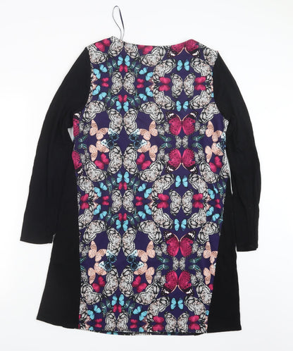 Dunnes Stores Womens Black Geometric  T-Shirt Dress  Size 14