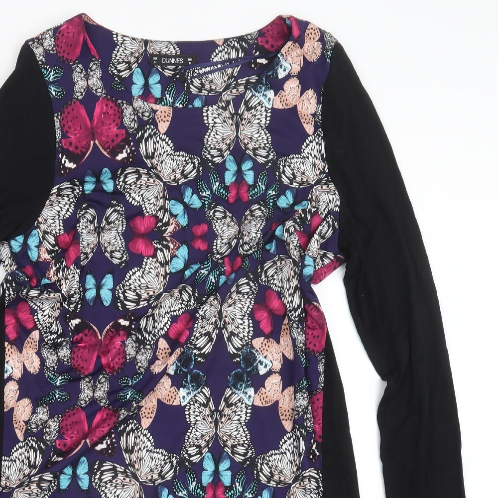 Dunnes Stores Womens Black Geometric  T-Shirt Dress  Size 14