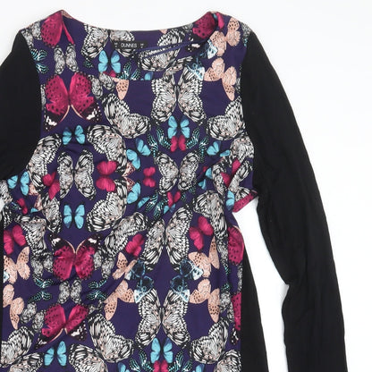 Dunnes Stores Womens Black Geometric  T-Shirt Dress  Size 14