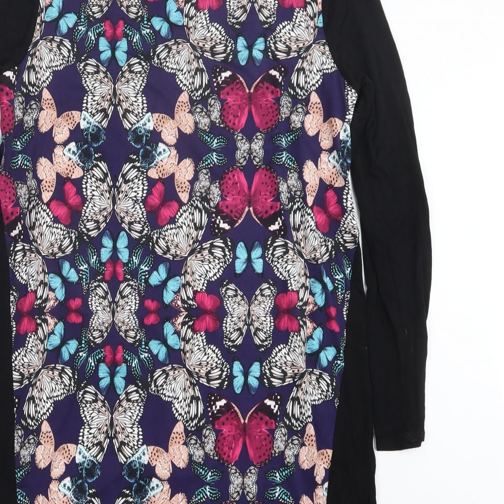 Dunnes Stores Womens Black Geometric  T-Shirt Dress  Size 14