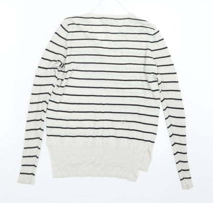 Atmosphere Womens White Striped Knit Pullover Jumper Size 8
