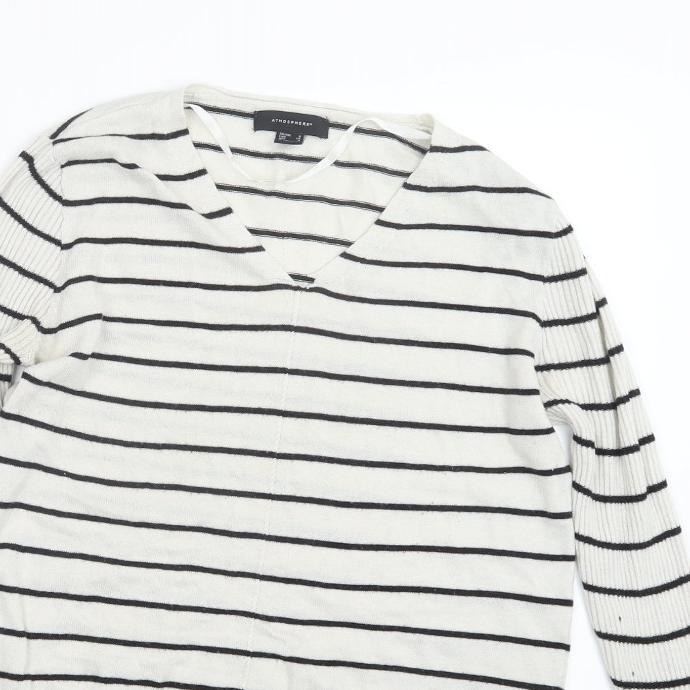 Atmosphere Womens White Striped Knit Pullover Jumper Size 8