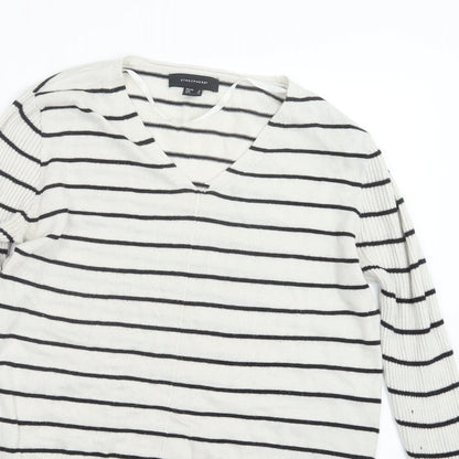 Atmosphere Womens White Striped Knit Pullover Jumper Size 8