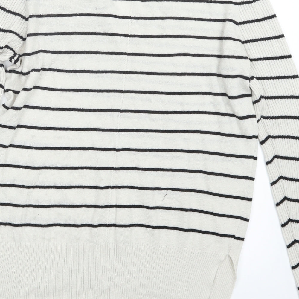 Atmosphere Womens White Striped Knit Pullover Jumper Size 8