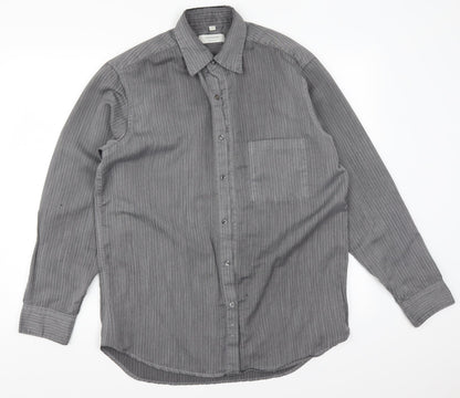 Mens UK Size S C&A Grey  Button-Up Long Sleeve Casual Shirt