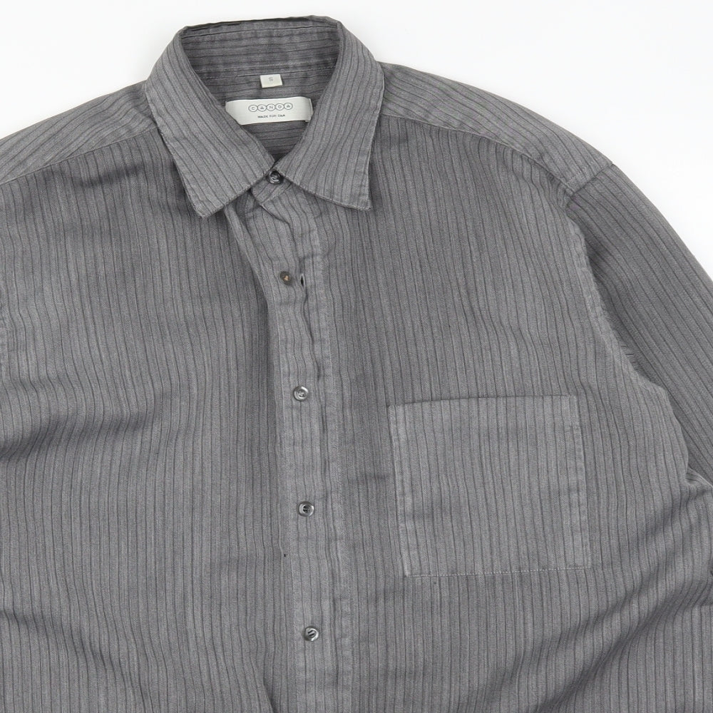 Mens UK Size S C&A Grey  Button-Up Long Sleeve Casual Shirt