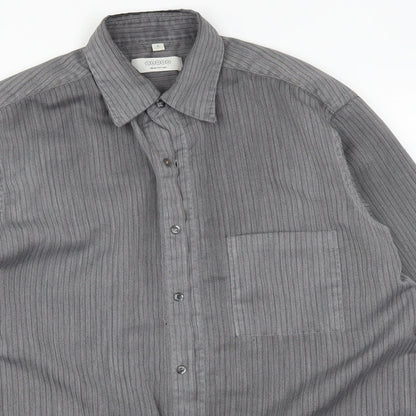 Mens UK Size S C&A Grey  Button-Up Long Sleeve Casual Shirt