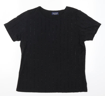 Womens UK Size M Saloos Black Basic T-Shirt