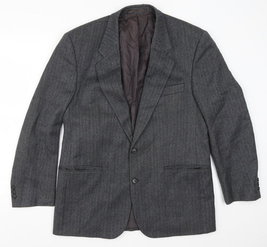 David Kerr Mens Green Herringbone  Jacket Suit Jacket Size 42