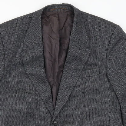 David Kerr Mens Green Herringbone  Jacket Suit Jacket Size 42