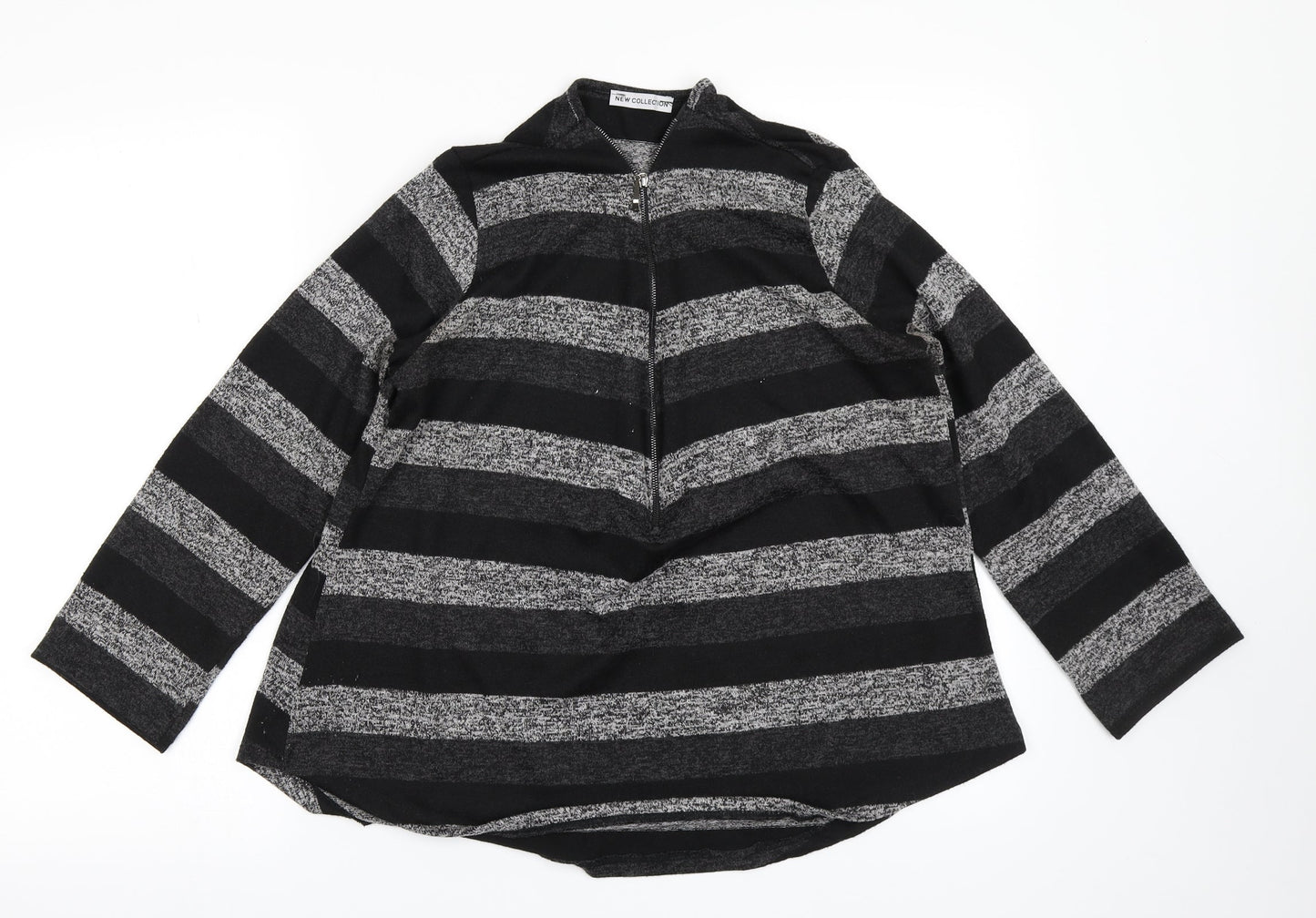 New Collection Womens Black Striped  Full Zip Sweatshirt Size S