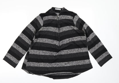 New Collection Womens Black Striped  Full Zip Sweatshirt Size S