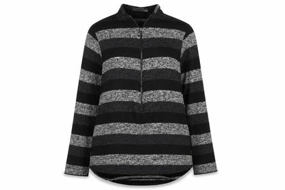 New Collection Womens Black Striped  Full Zip Sweatshirt Size S