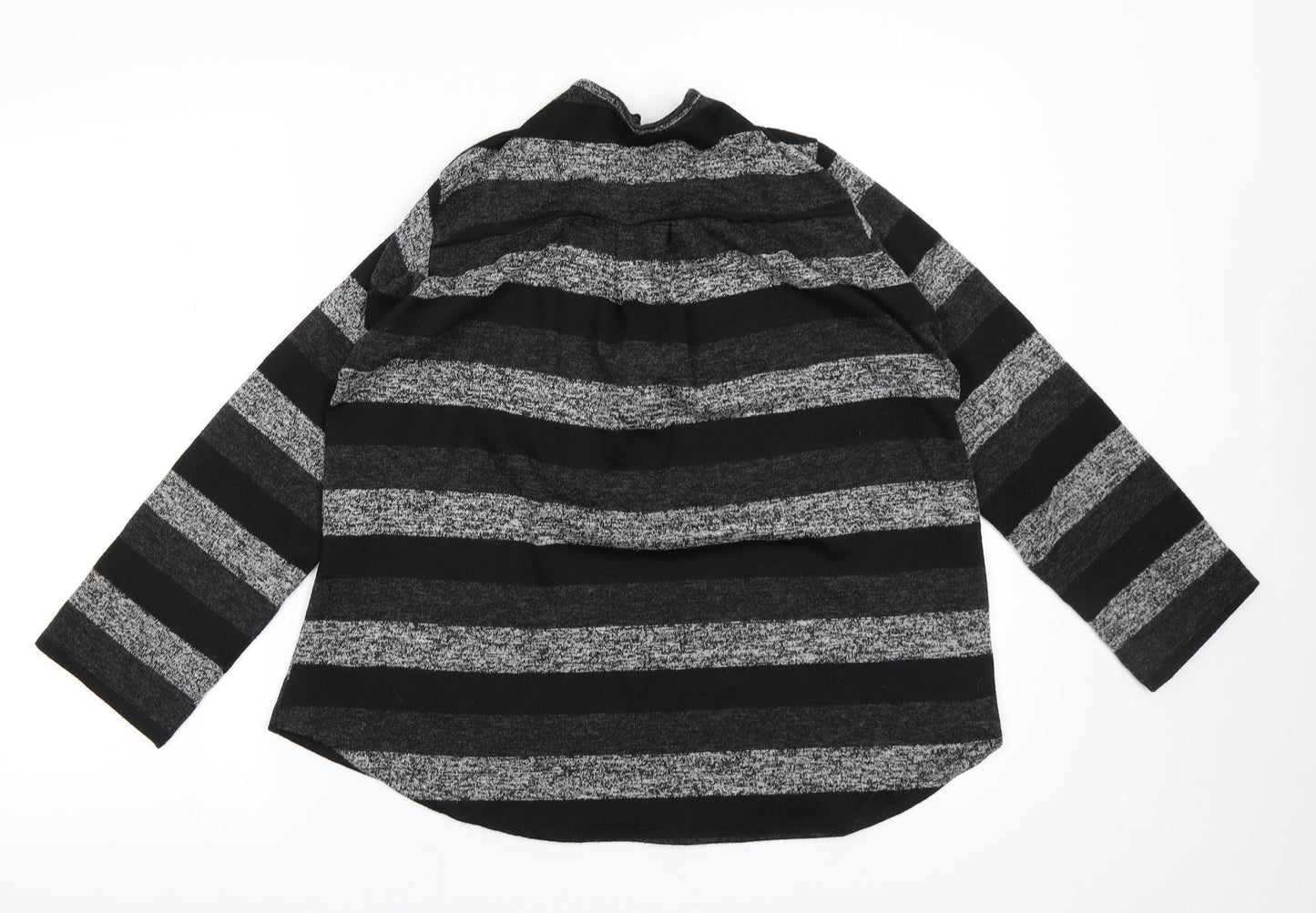 New Collection Womens Black Striped  Full Zip Sweatshirt Size S