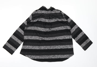 New Collection Womens Black Striped  Full Zip Sweatshirt Size S