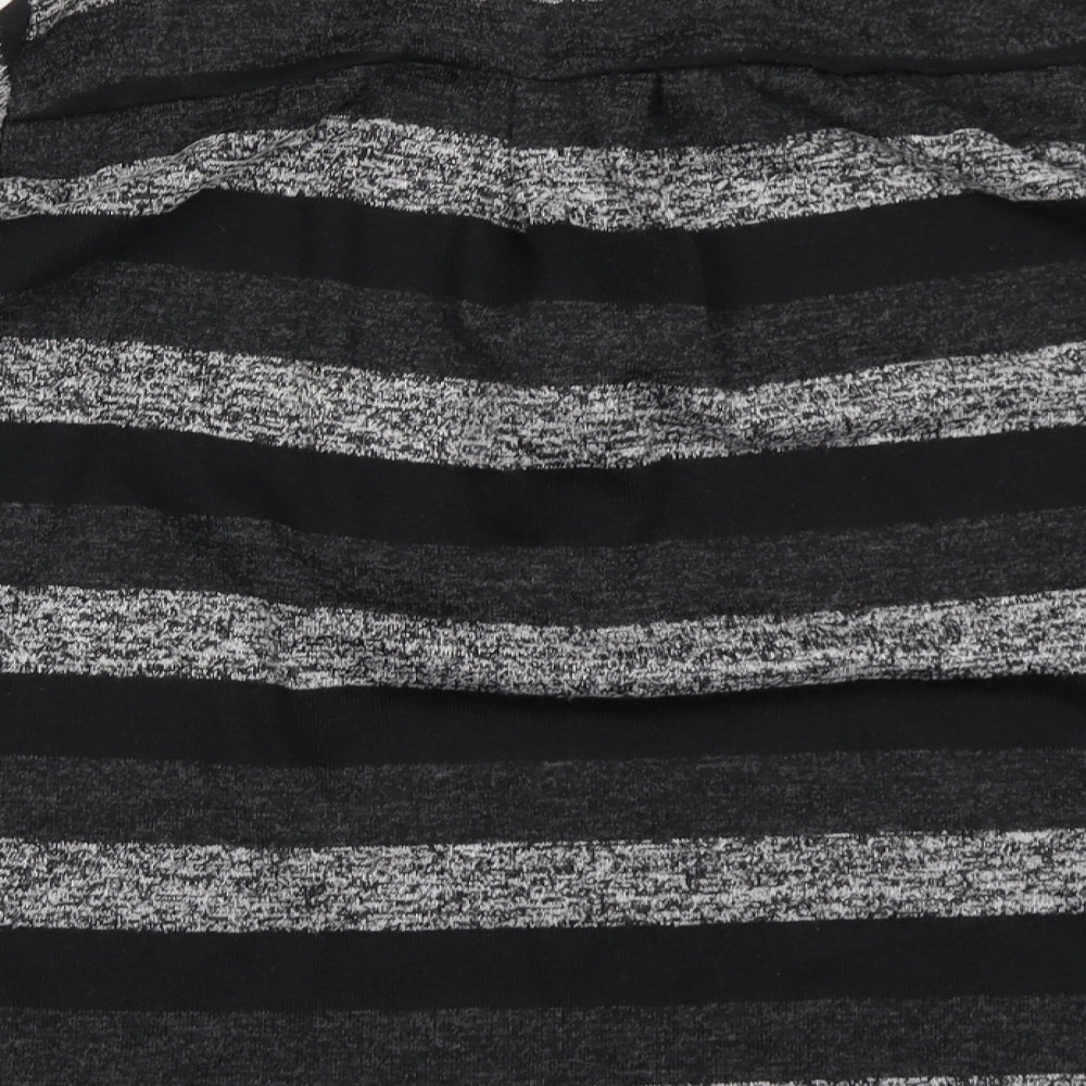 New Collection Womens Black Striped  Full Zip Sweatshirt Size S