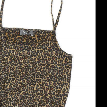 Primark Womens Brown Animal Print  Cropped T-Shirt Size 6