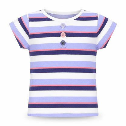 F&F Girls Blue Striped  Basic T-Shirt Size 3-4 Years