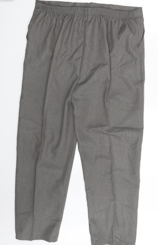 Womens UK Size One Size Preworn Regular Fit Dress Pants Grey Trousers