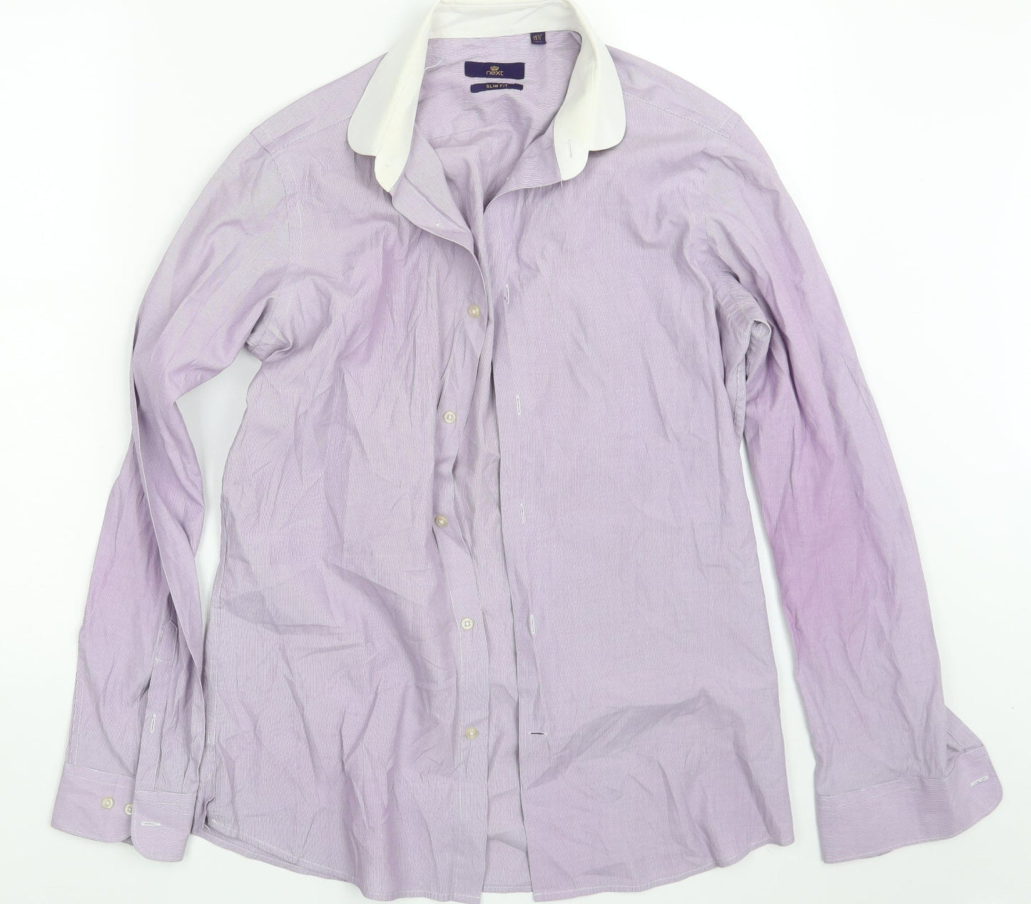 Mens UK Size 15.5 NEXT Purple  Button-Up Long Sleeve Casual Shirt