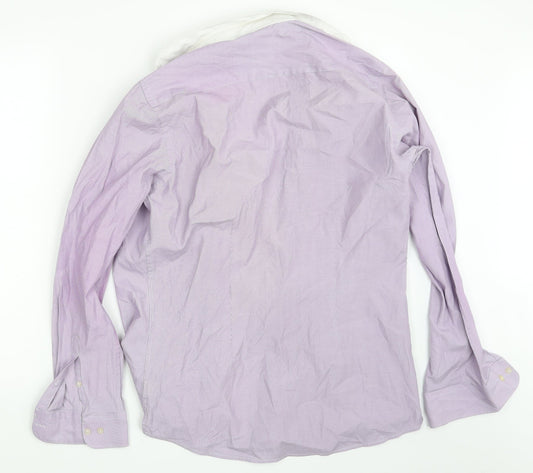 Mens UK Size 15.5 NEXT Purple  Button-Up Long Sleeve Casual Shirt