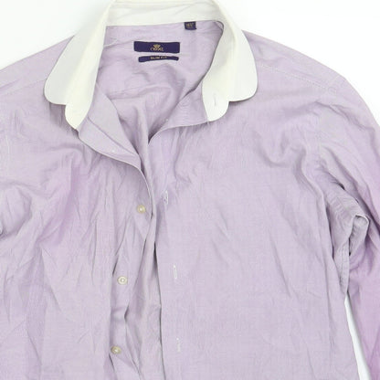 Mens UK Size 15.5 NEXT Purple  Button-Up Long Sleeve Casual Shirt