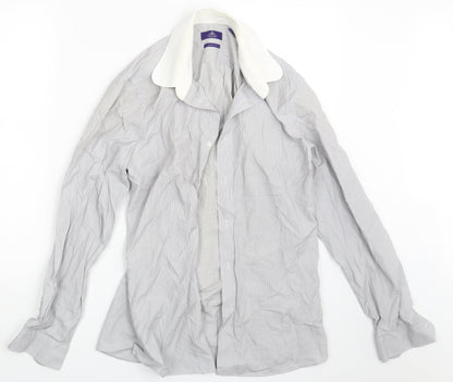 Mens UK Size 15.5 NEXT Grey  Button-Up Long Sleeve Casual Shirt