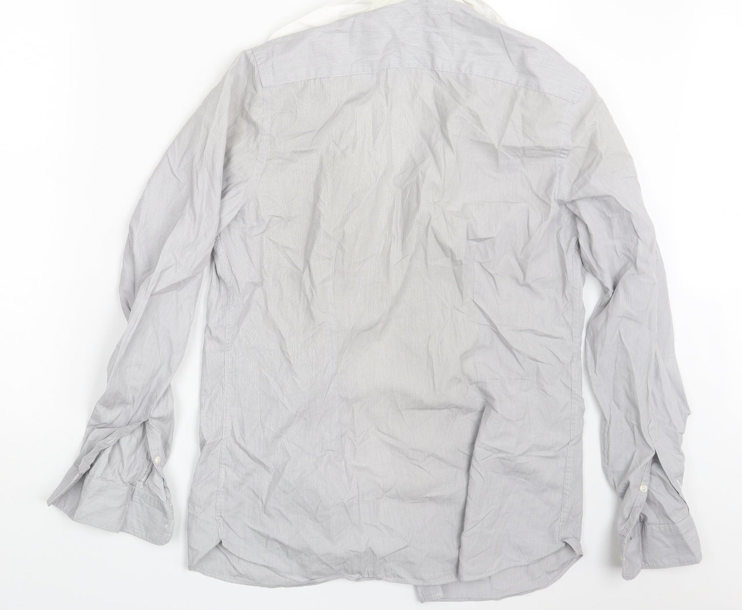 Mens UK Size 15.5 NEXT Grey  Button-Up Long Sleeve Casual Shirt