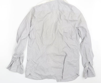 Mens UK Size 15.5 NEXT Grey  Button-Up Long Sleeve Casual Shirt