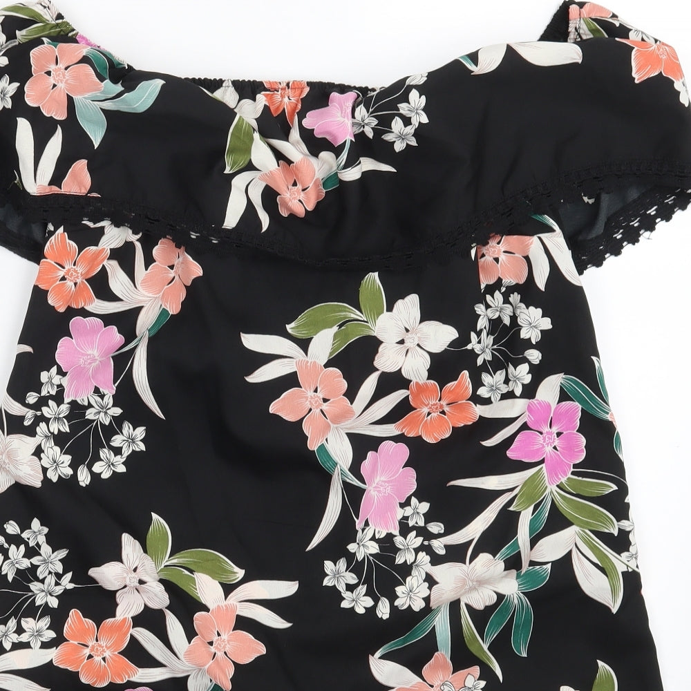 Primark Womens Black Floral  Basic Blouse Size 10