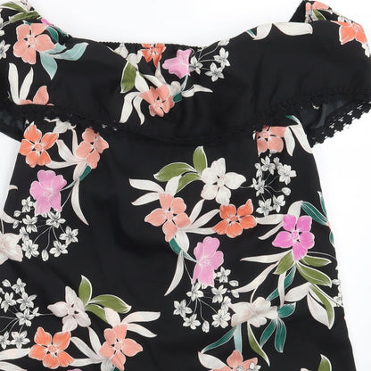 Primark Womens Black Floral  Basic Blouse Size 10