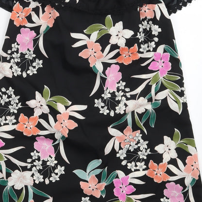 Primark Womens Black Floral  Basic Blouse Size 10
