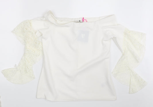 Womens UK Size 14 Very Ivory Basic Blouse