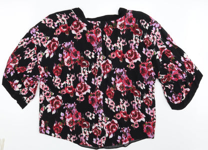 F&F Womens Black Floral  Basic Blouse Size S