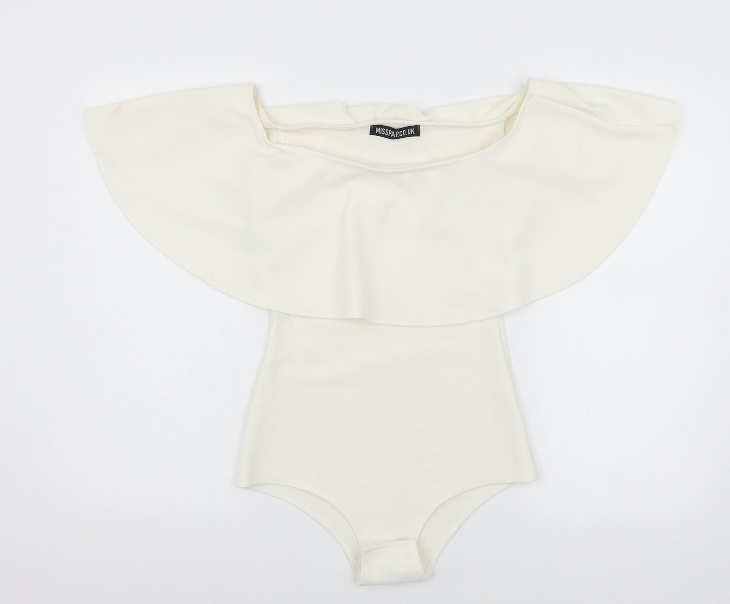 Misspap Womens White  Jersey Bodysuit One-Piece Size 8