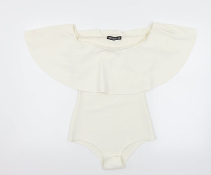 Misspap Womens White  Jersey Bodysuit One-Piece Size 8