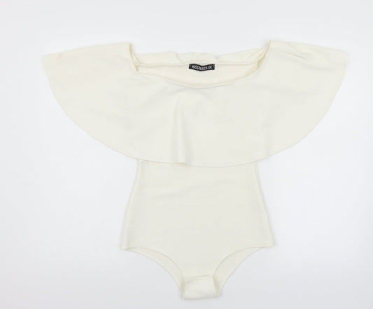 Misspap Womens White  Jersey Bodysuit One-Piece Size 8