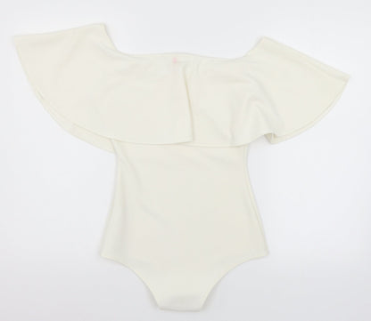Misspap Womens White  Jersey Bodysuit One-Piece Size 8