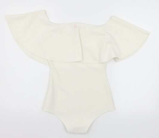 Misspap Womens White  Jersey Bodysuit One-Piece Size 8
