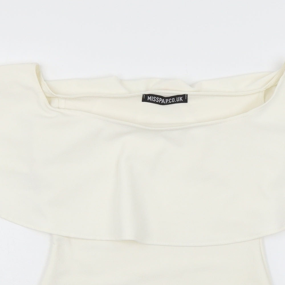 Misspap Womens White  Jersey Bodysuit One-Piece Size 8