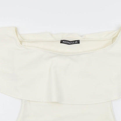 Misspap Womens White  Jersey Bodysuit One-Piece Size 8