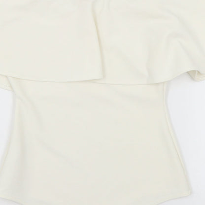 Misspap Womens White  Jersey Bodysuit One-Piece Size 8