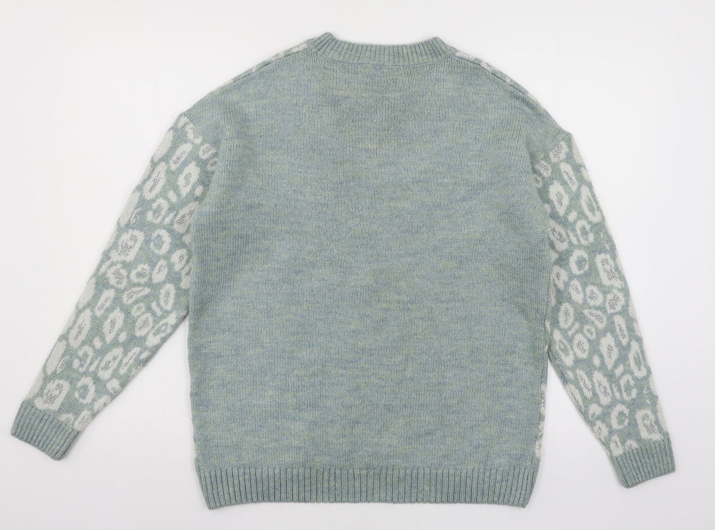 George Womens Blue Animal Print Knit Pullover Jumper Size 8