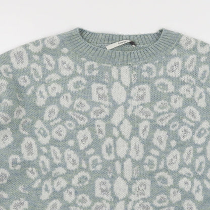 George Womens Blue Animal Print Knit Pullover Jumper Size 8