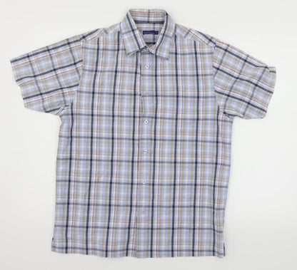 Mens UK Size S Easy Blue  Button-Up Short Sleeve Casual Shirt