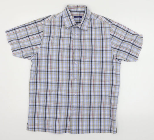 Mens UK Size S Easy Blue  Button-Up Short Sleeve Casual Shirt