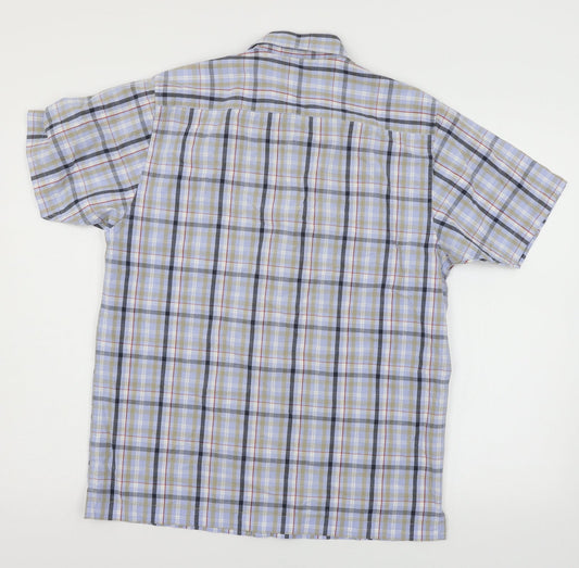 Mens UK Size S Easy Blue  Button-Up Short Sleeve Casual Shirt