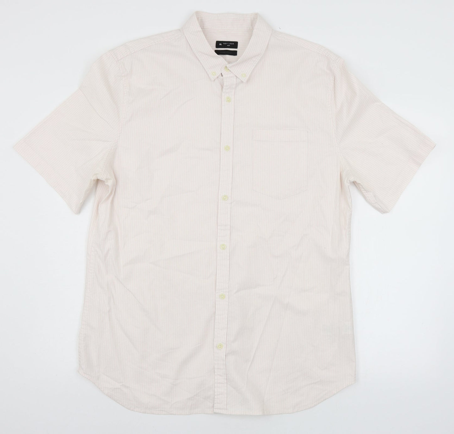 Mens UK Size 2XL New Look Pink  Button-Up Short Sleeve Casual Shirt