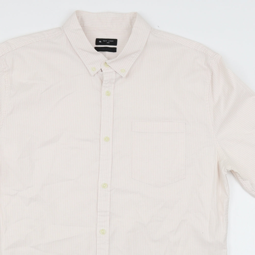 Mens UK Size 2XL New Look Pink  Button-Up Short Sleeve Casual Shirt
